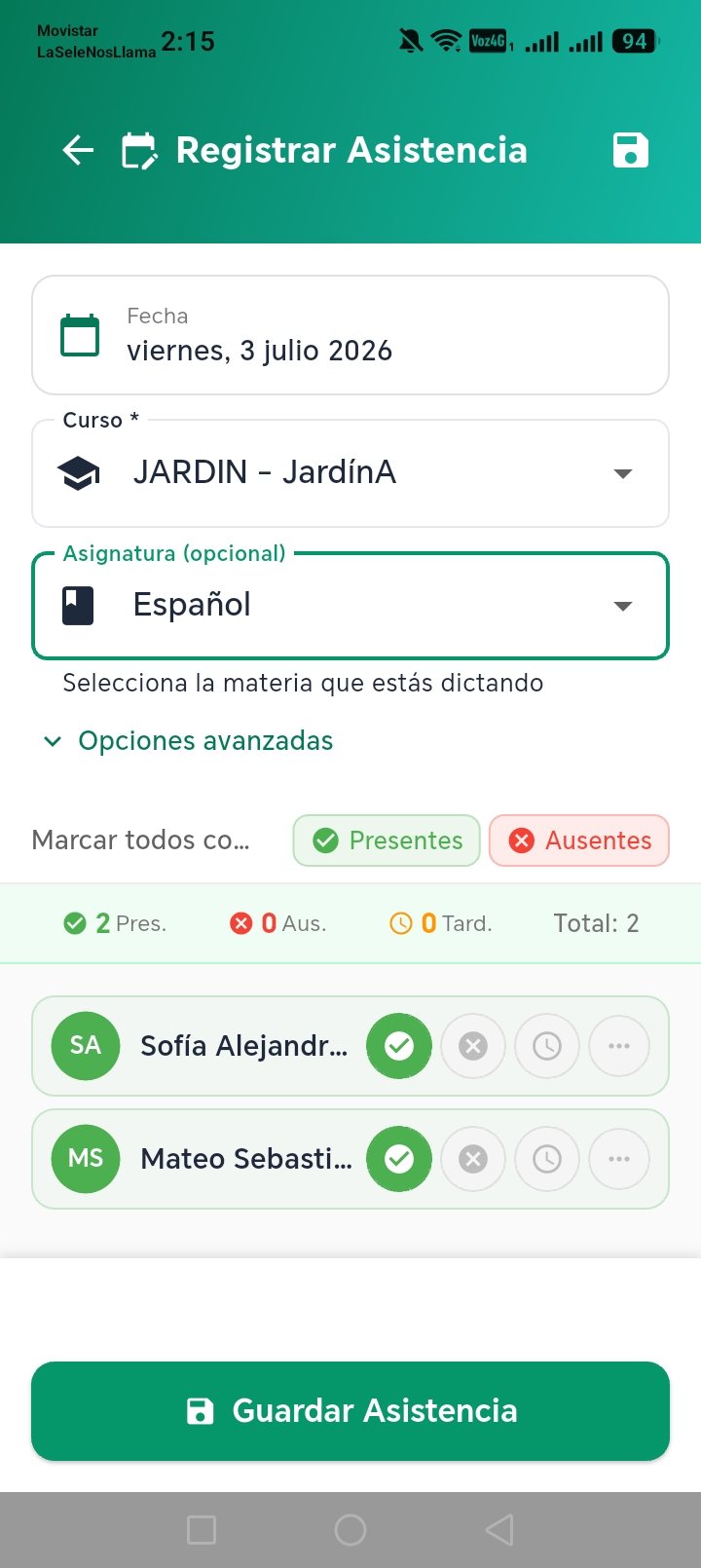 Registro de asistencia